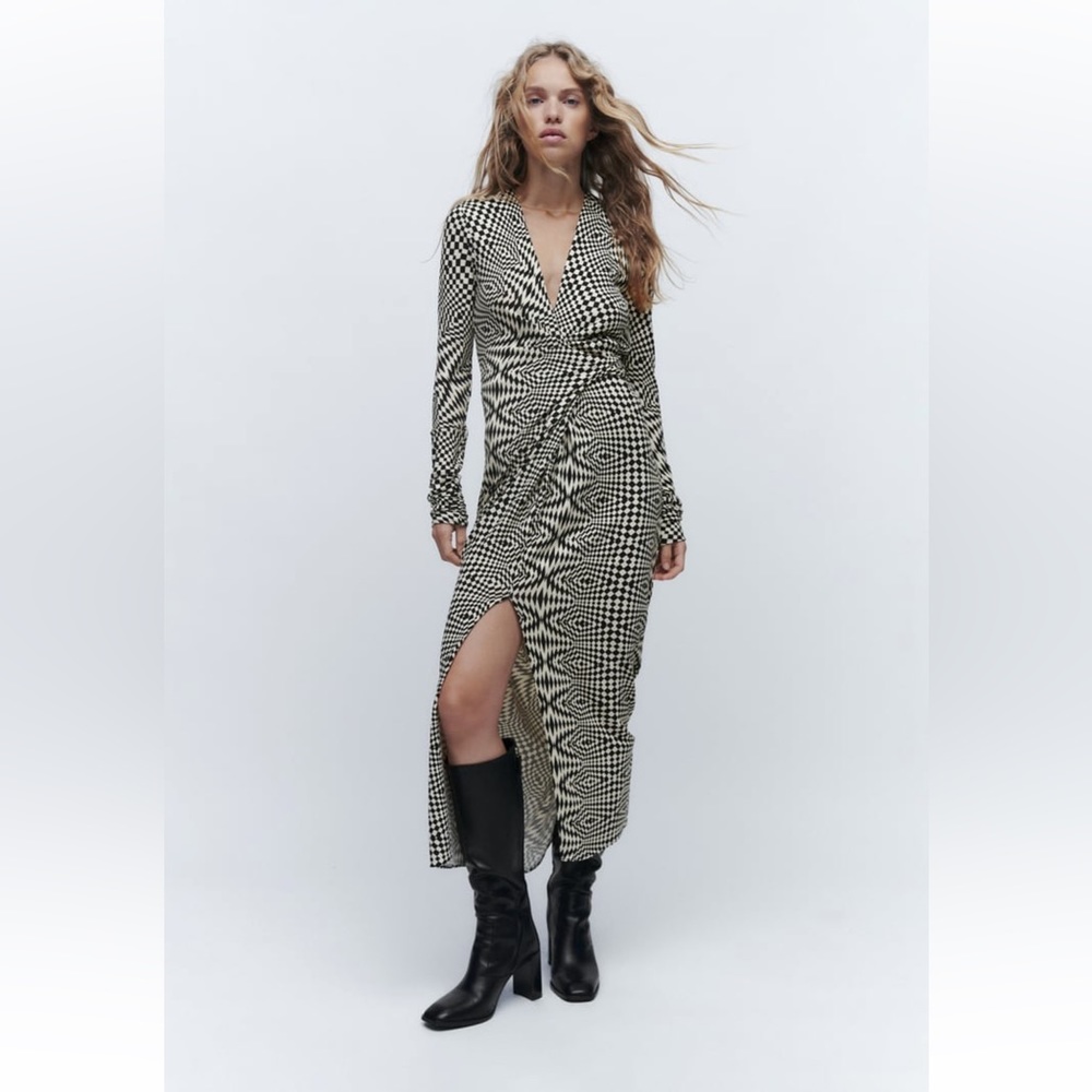 NWT Zara draped printed dress